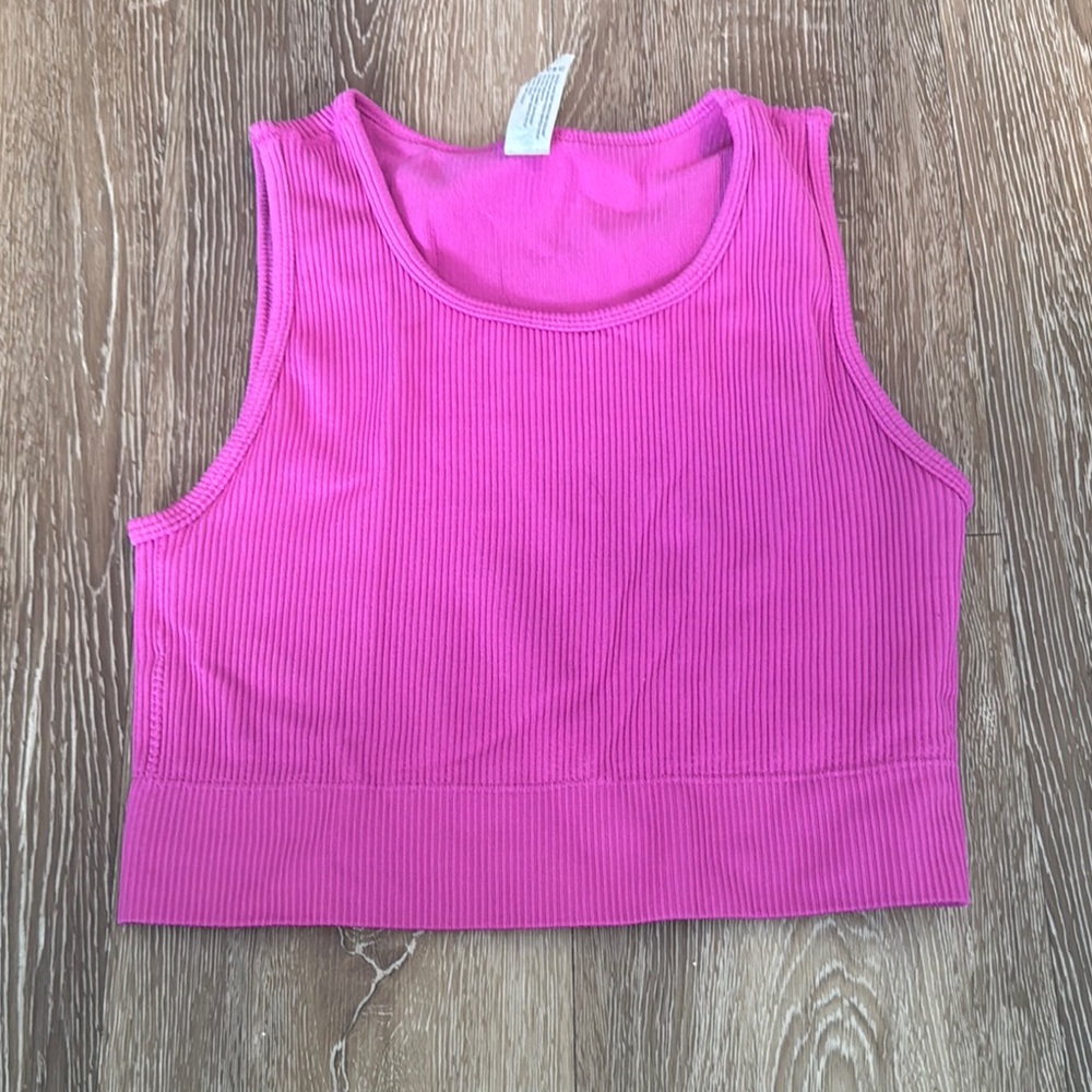 Yogalicious Pink Ribbed Tank Top